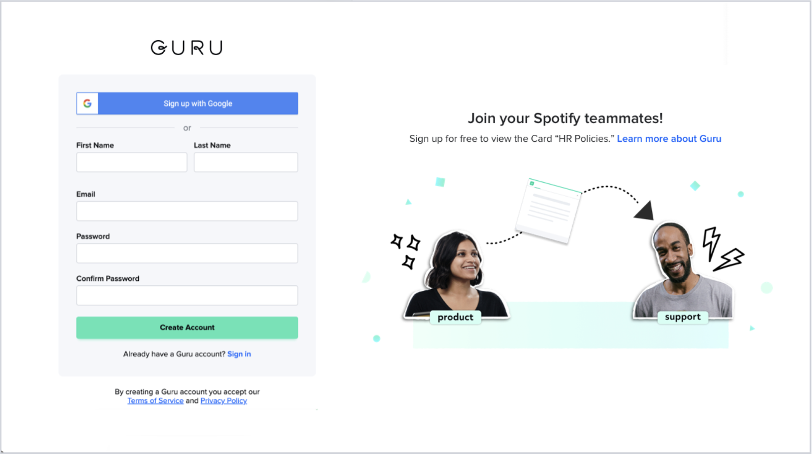 Light User signup flow